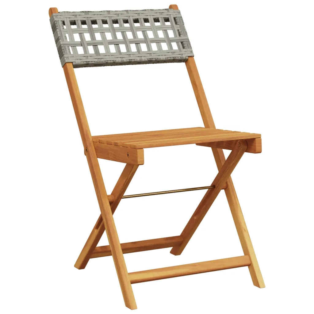 Sedie da BistrÃ² 2 pz Grigie Legno Massello Acacia e Polyrattan