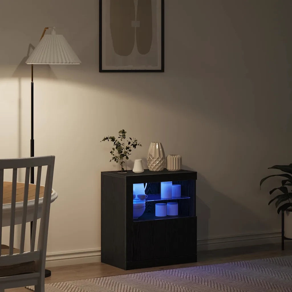 Credenza | Madia LED Nero 60,5 x 37 x 67 cm Legno multistrato