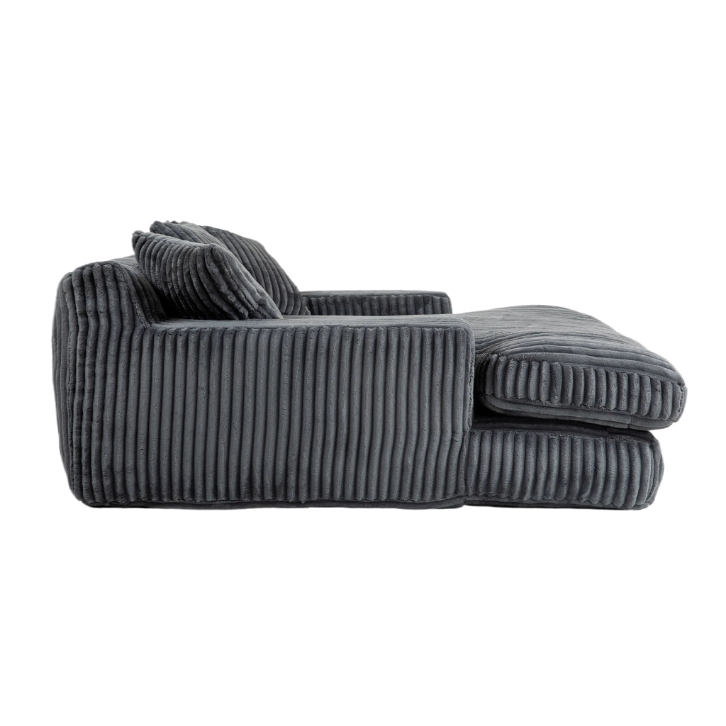 Divano Letto Singolo a Terra con Cuscini ¨C MINIMAL ¨C Velluto Grigio Scuro