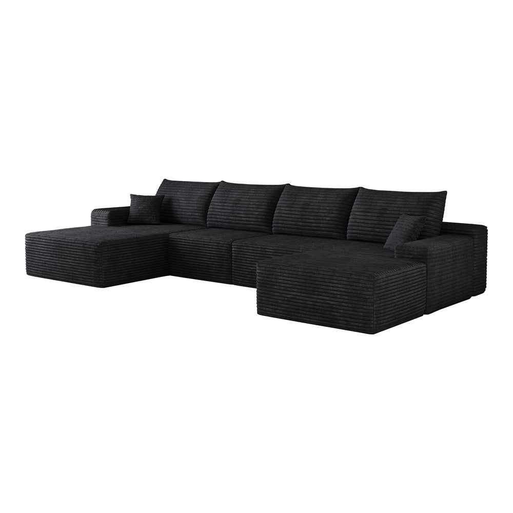 Divano angolare modulare con Chaise Longue ¨C Minimal ¨C nero, 340cm