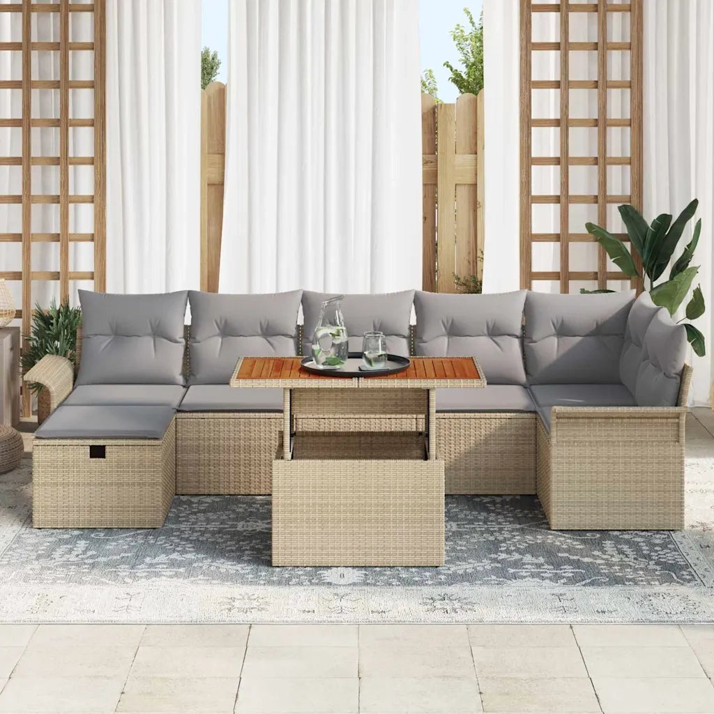 Set Divano da Giardino 8 pcs Beige polyrattan 3361252