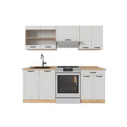 Cucina componibile R-Line Bianco rustico/Rovere dorato 200 cm senza piano di lavoro Vicco