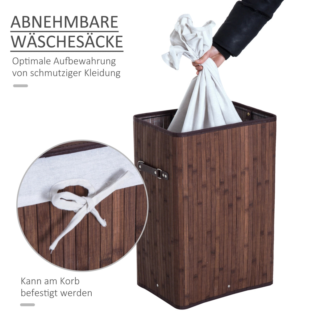 Cestino per biancheria con coperchio 72L ¨C zephmum ¨C colore marrone scuro