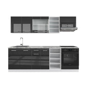 Vicco Cucina componibile Antracite lucido/bianco 240 cm senza piano di lavoro