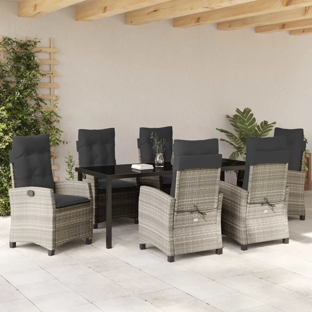 Set da Pranzo per Giardino 7 pcs Grigio chiaro polyrattan 3380412
