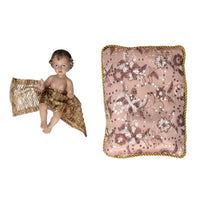 Natività tessuto su cuscino rosa cm xh19