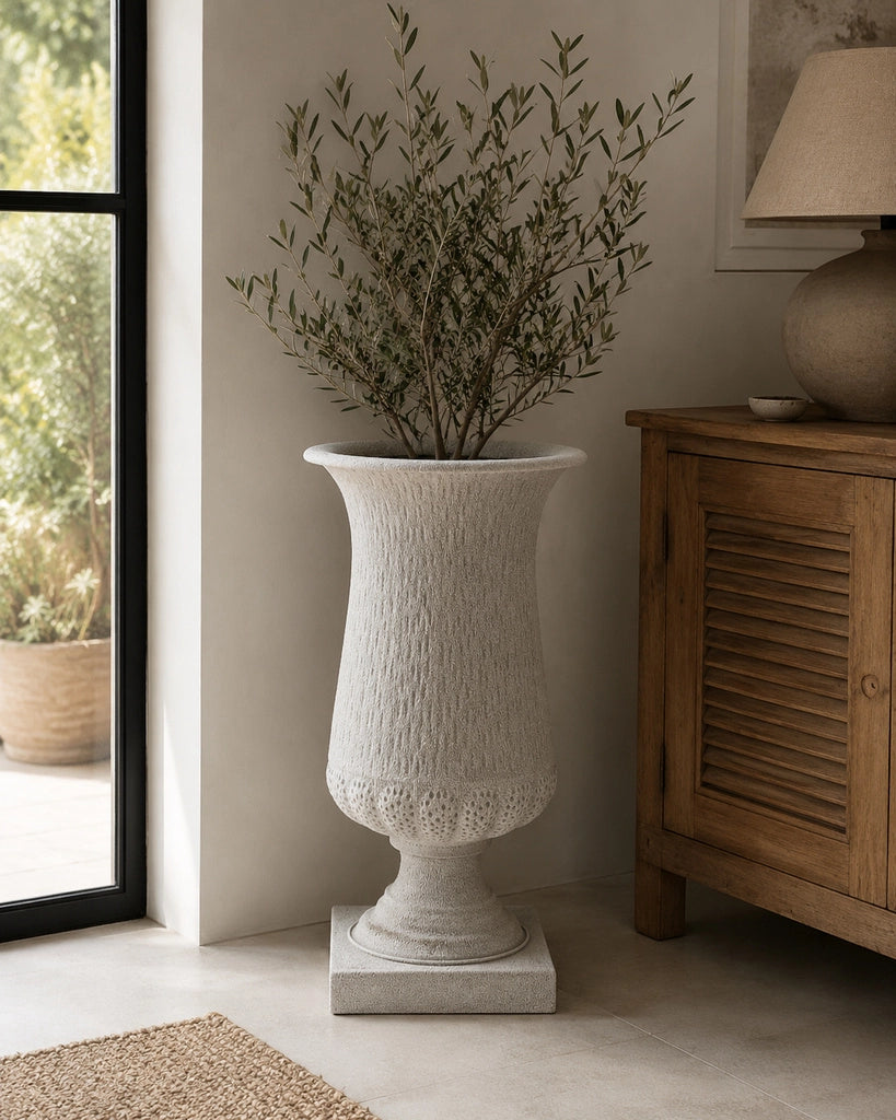 Vaso in metallo grigio 44x44x75 cm
