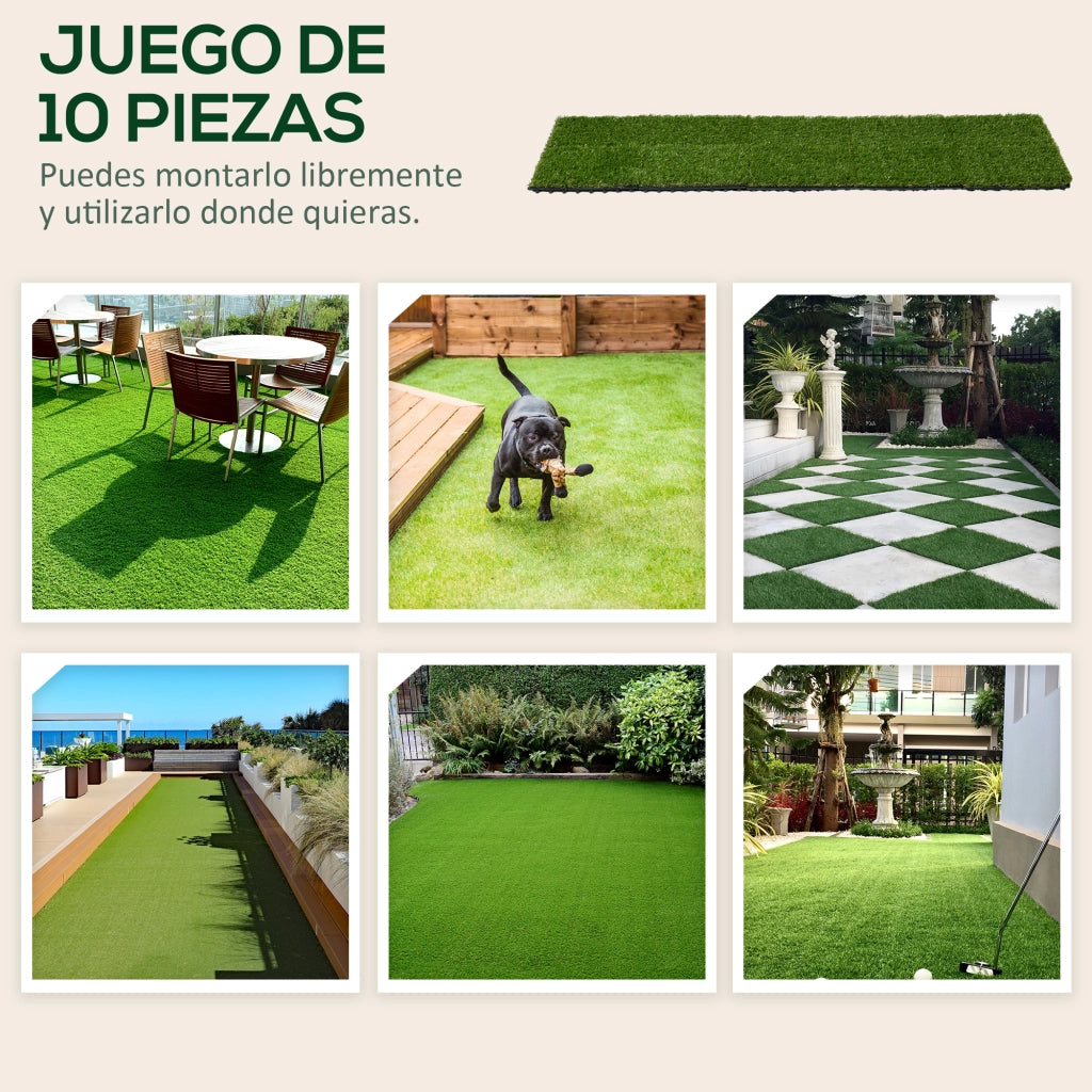 Tappeto Erba Sintetica ¨C Xylo ¨C 10 Pezzi 30x30cm Verde Scuro Anti-UV Altezza 25mm