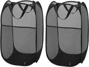 Cestino per Lavanderia Pieghevole 35 x 35 x 61 cm - Nero, 2 Pezzi