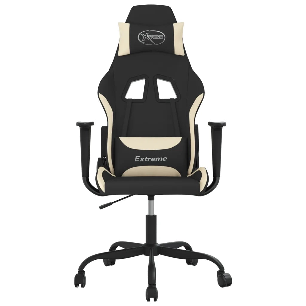 vidaXL Sedia da Gaming Nero e Crema in Tessuto