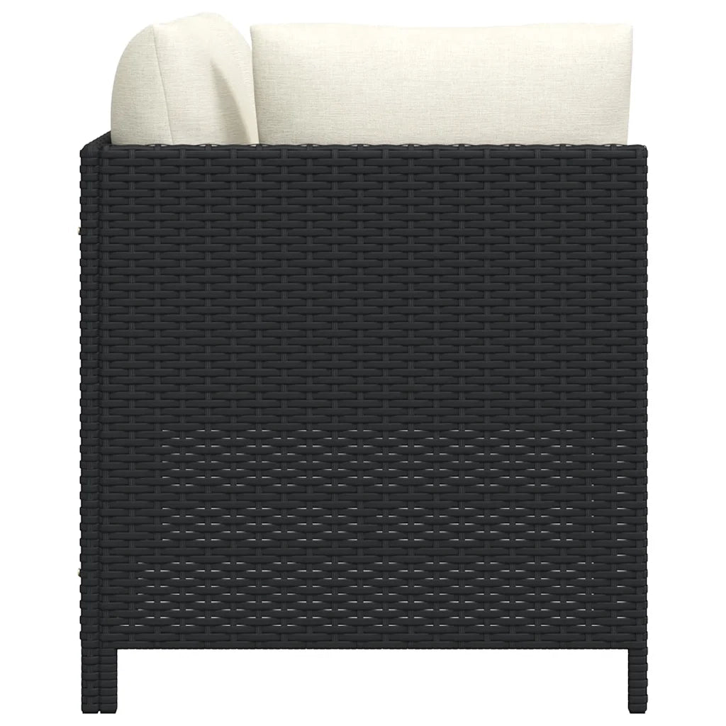 Set Divani da Giardino 3 pz con Cuscini in Polyrattan Nero 313519