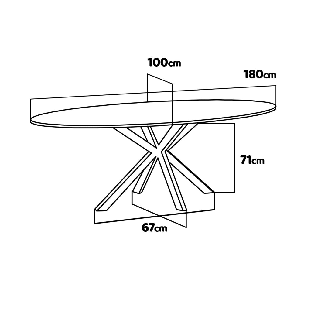 Marui Big - Tavolo da pranzo ovale in legno e metallo con piede centrale Kiso 180x100 cm - legno nero
