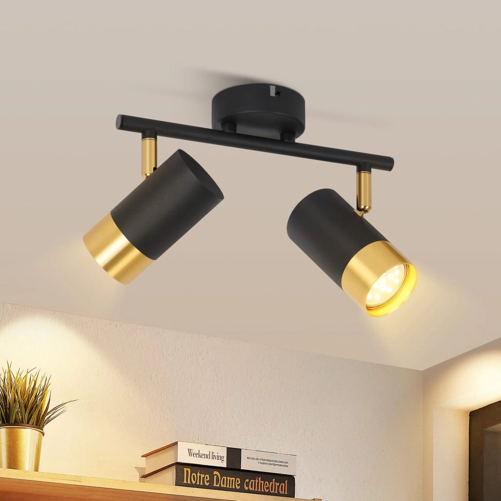 ZMH Faretto da soffitto 2 fiamme GU10 nero oro moderni per soggiorno