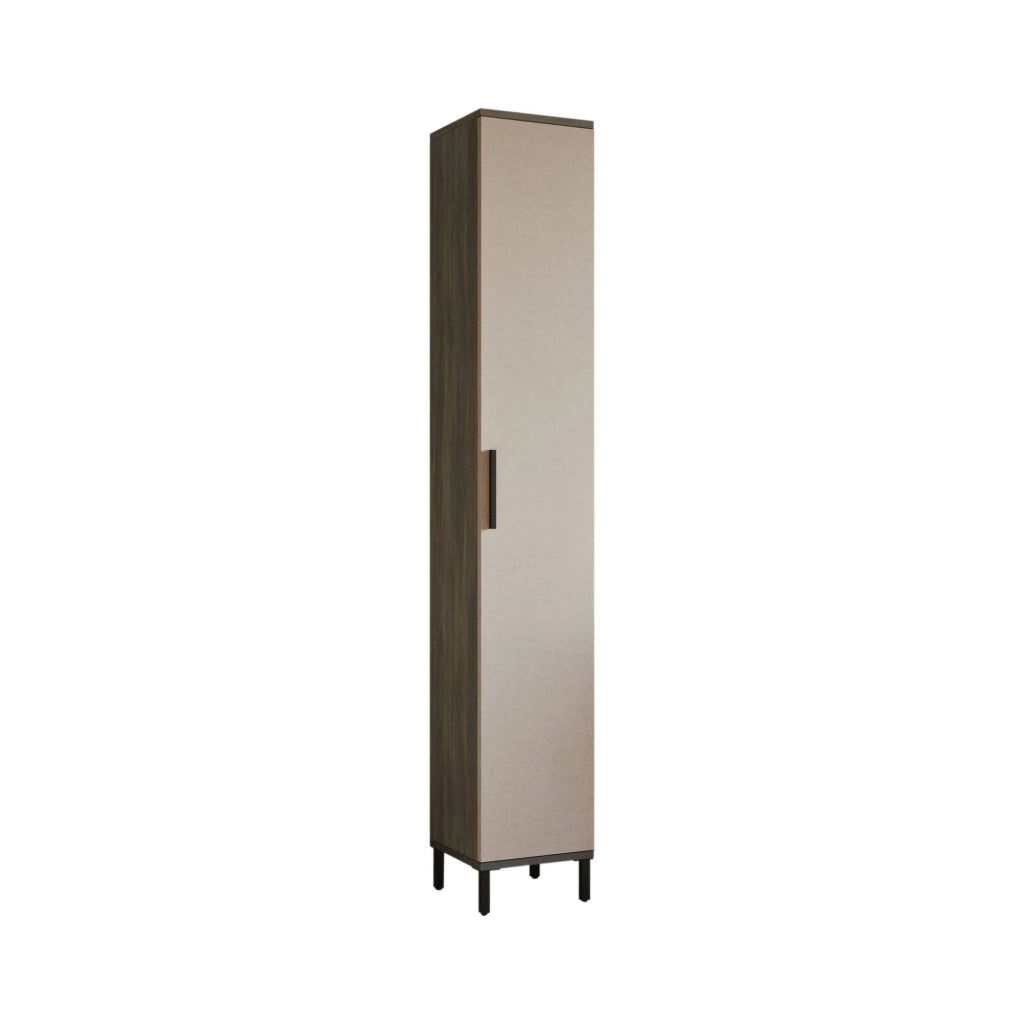 Eusebe, Armadio Multiuso 1 Anta 5 Ripiani, 30x184h cm Marrone