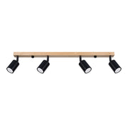 Faretto soffitto barra 4 luci nero/legno GU10 Pure Lume