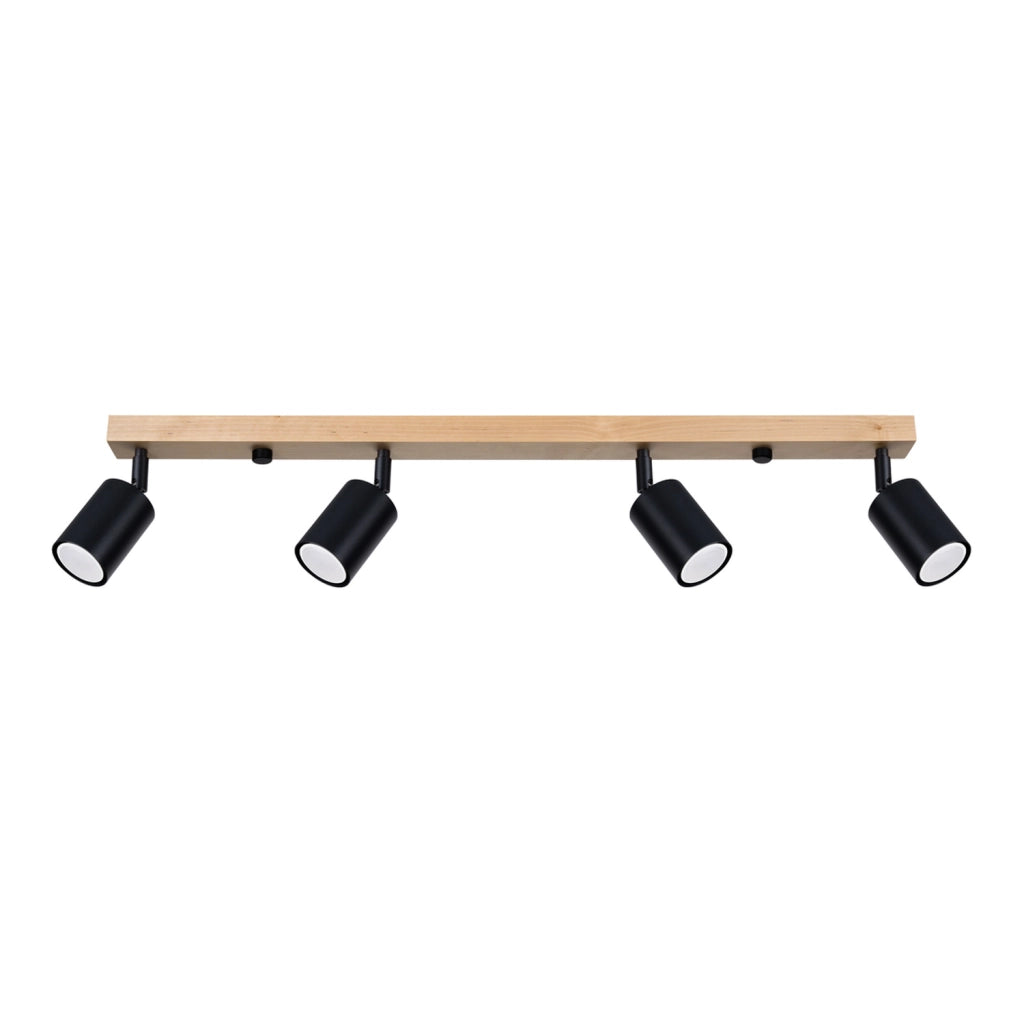 Faretto soffitto barra 4 luci nero/legno GU10 Pure Lume