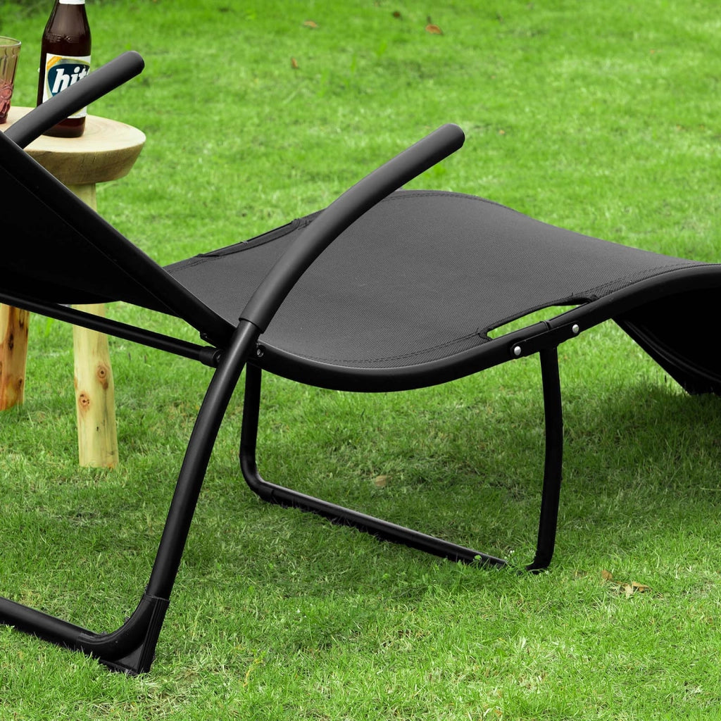 SoBuy Sdraio pieghevole Lettino prendisole Sedia con poggiatesta Sdraio per esterni giardino spiaggia Sedia da campeggio Nero 173x60x69 cm OGS45-SCH