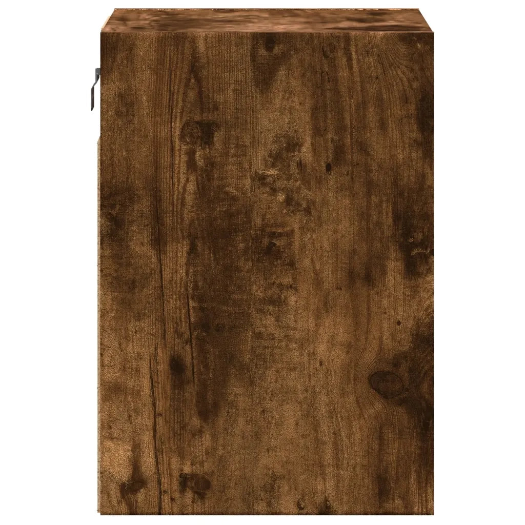 Comodino a Parete con Luci LED-Tavolino da notte sospeso Rovere Fumo 720806