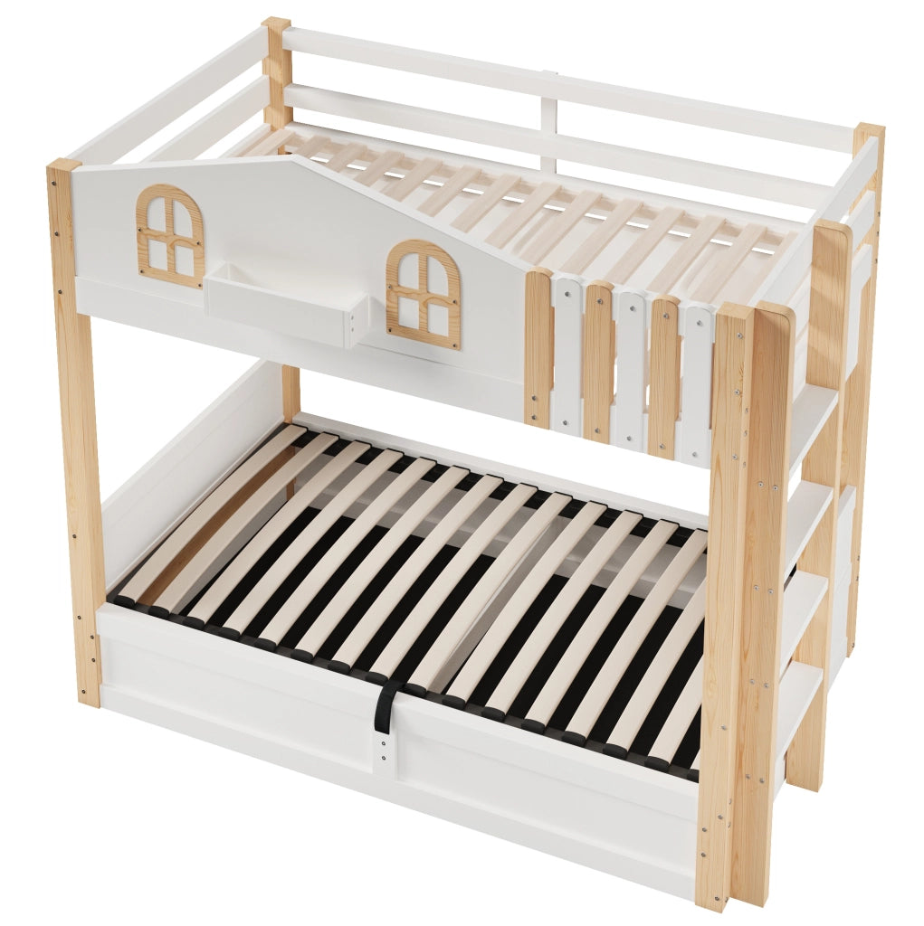 Letto a castello 90x200 cm con vano contenitore idraulico e LED