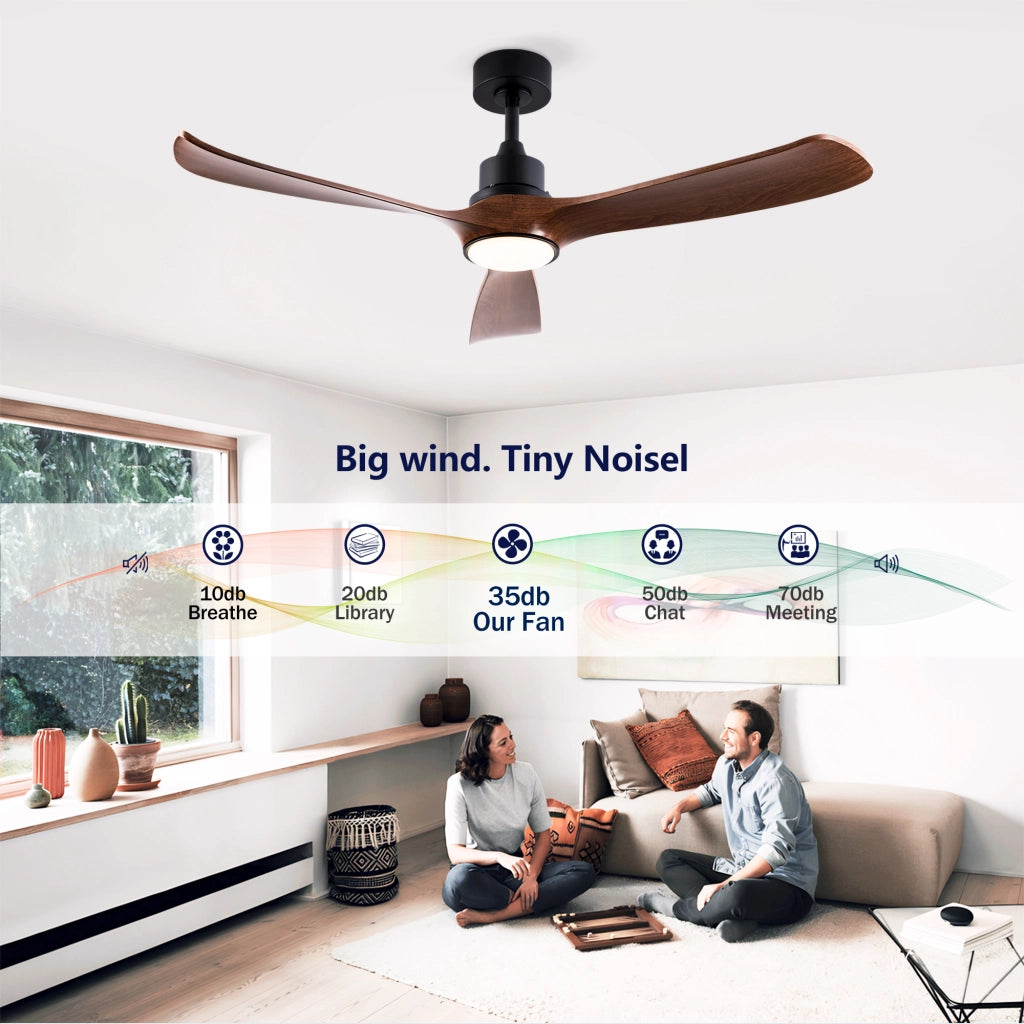 Ventilatore da soffitto 52 pollici con luce e telecomando, funzione memoria, motore reversibile 6 velocit¨¤, 3CCT dimmerabile, moderno