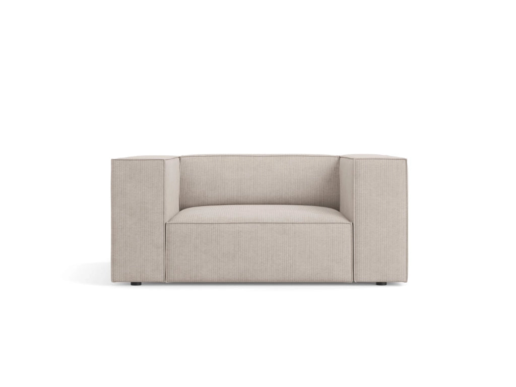 Cosmopolitan Design - Poltrona "Arendal" in ciniglia con effetto a coste beige scuro 