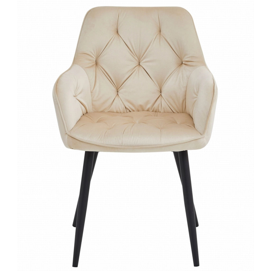 Set di 2 sedie con braccioli Jork in velluto beige