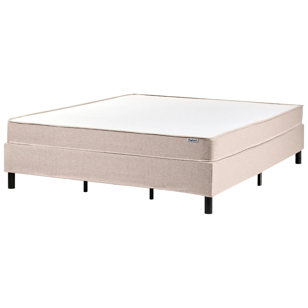 Letto matrimoniale con rete in tessuto 180 x 200 cm con materasso a molle insacchettate senza testiera camera da letto beige