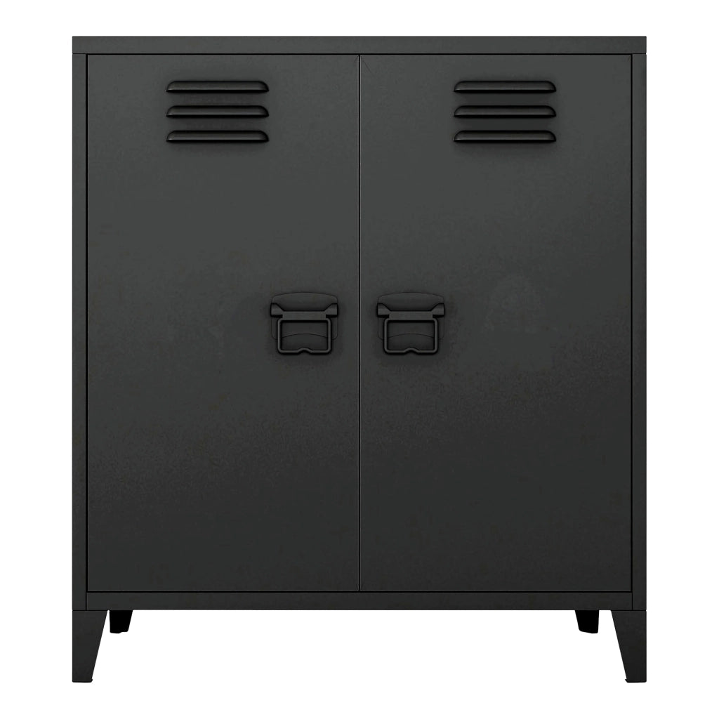 Armadietto da Ufficio Oripää in Acciaio 90 x 80 x 33 cm Nero [en.casa]