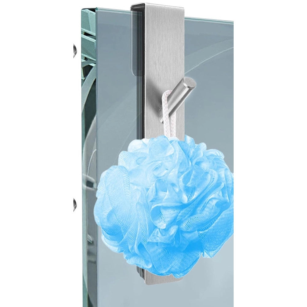 Trade Shop - Gancio Doppio Per Porta Box Doccia Per Appendere Asciugamani Bagno 4x18 Cm 87766 -