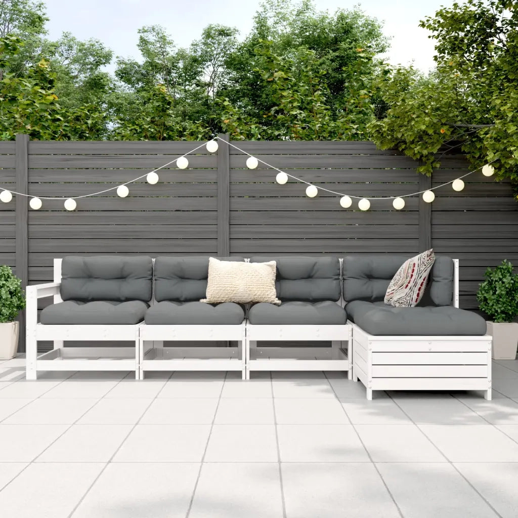 Set Salotto da Giardino 5 pz Bianco in Legno Massello di Pino 3250845