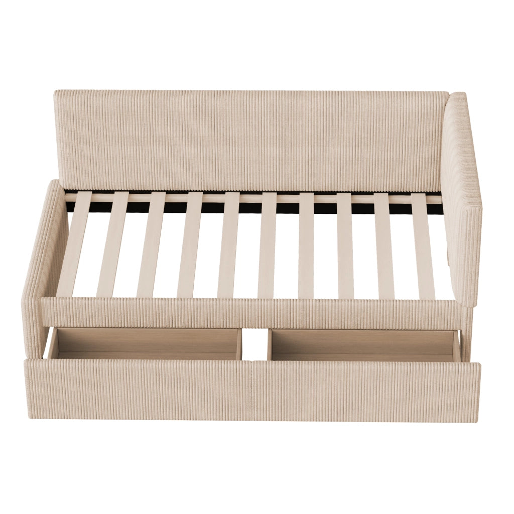 Letto poltrona con stoccaggio in velluto beige 90x200 cm