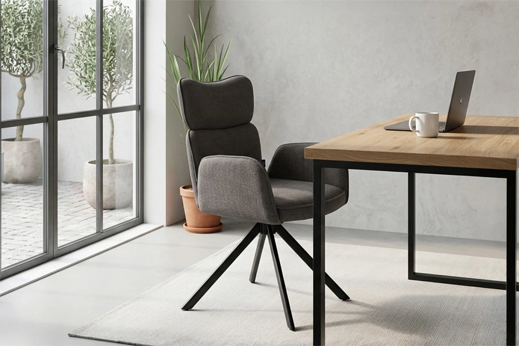 Sedia ufficio in tessuto, poltrona girevole grigio antracite – Oslo