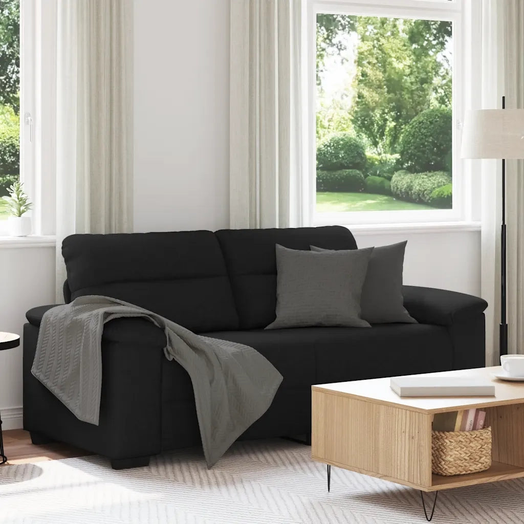 Divano | Divano da soggiorno | Sofa a 2 Posti Nero 180x81x84 cm in Tessuto