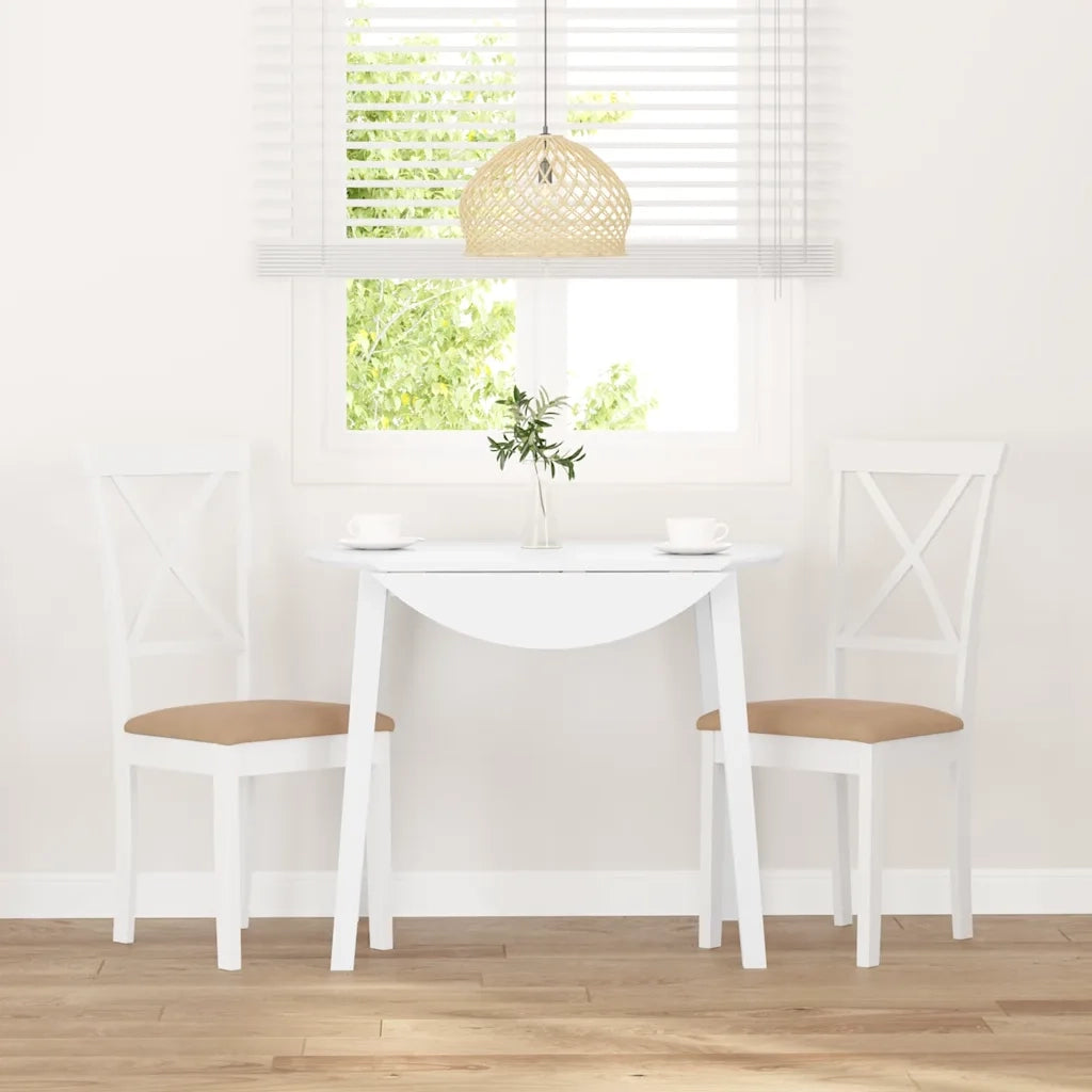 Sedie da Pranzo con Cuscini 2 pz Bianco Legno Massello di Hevea