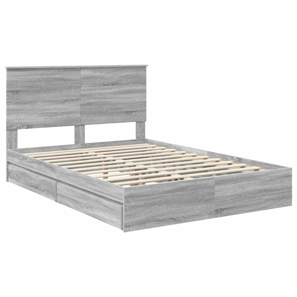Letto con Contenitore con testiera Grigio Sonoma 140 x 200 cm