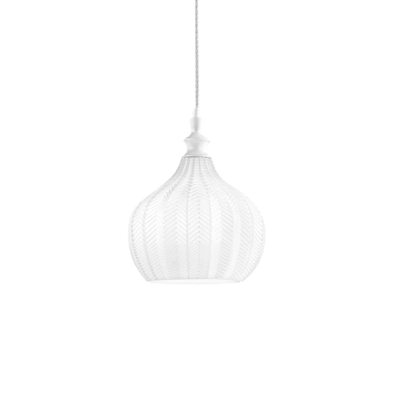 Lampada a Sospensione Cleofe S/11 Bianco - Montatura in Metallo Bianco Opaco con Vetro Opale 1xE27 Max 60W IP20 - Gealuce