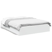 Letto matrimoniale | Letto per adulti | Giroletto con Cassetti Bianco 120x200 cm in Legno Multistrato