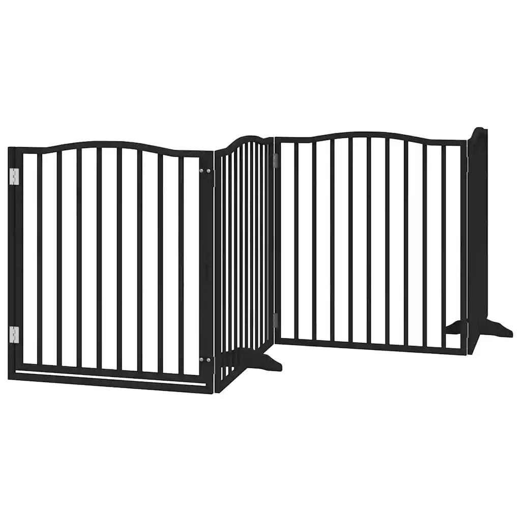 Cancello Cani Porta Pieghevole Nero 12 Pannelli 960 cm Pioppo 3155632