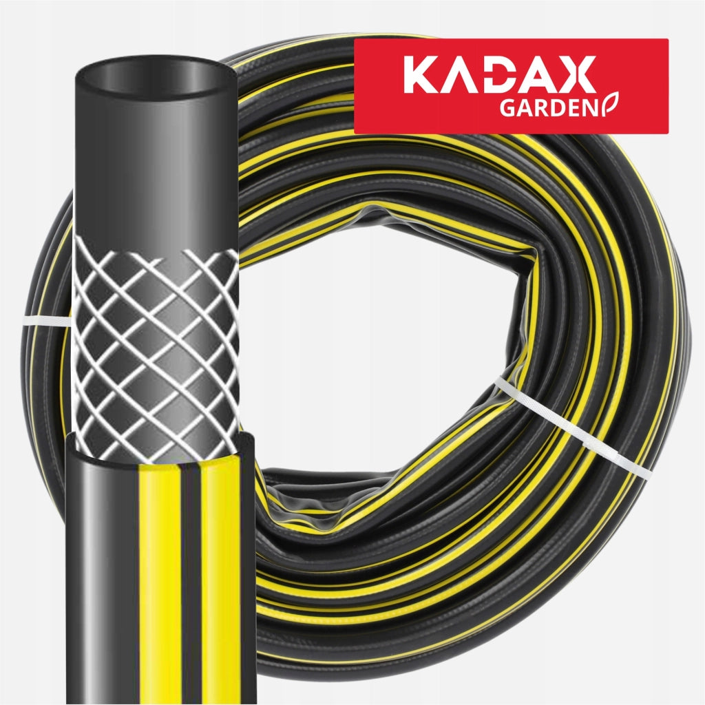 Tubo da giardino KADAX da 20 m, diametro 3/4 di pollice, per acqua, 3 strati di gomma resistente, PVC flessibile