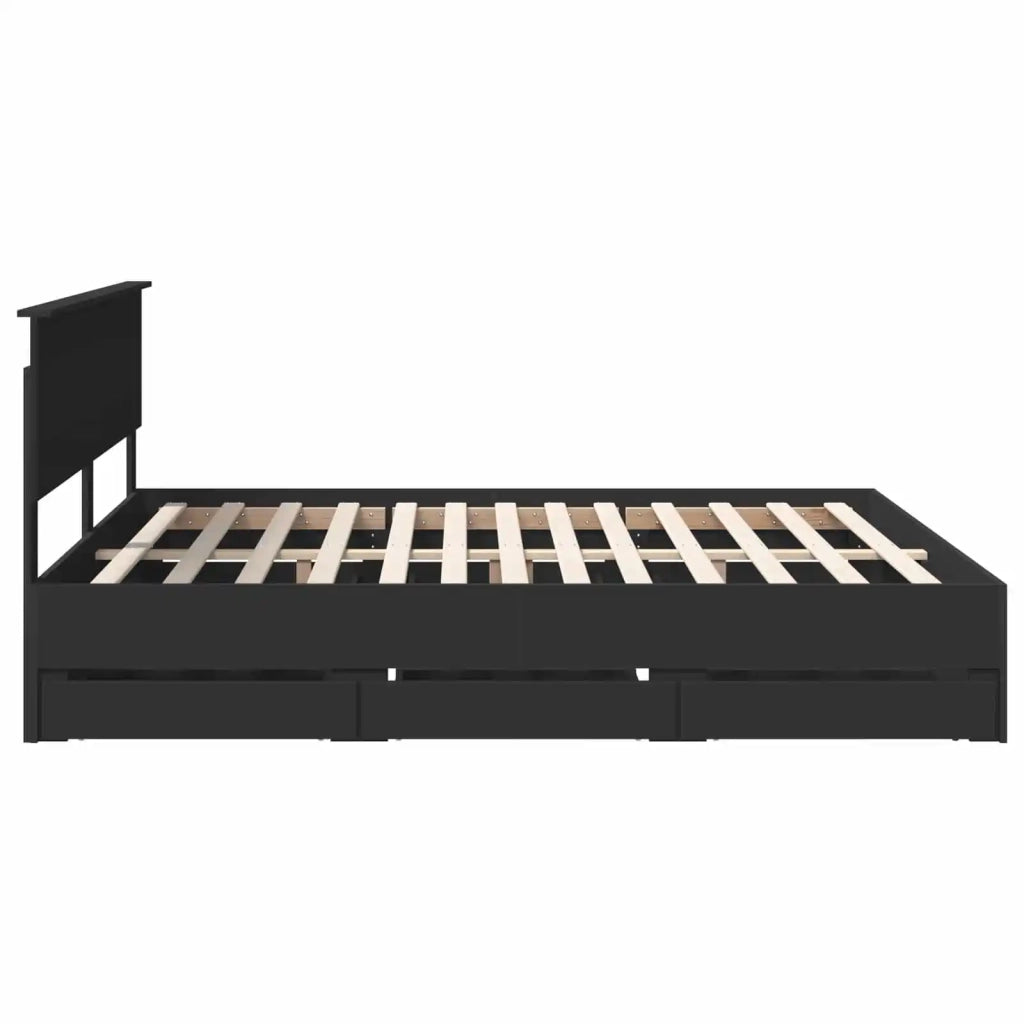 Struttura del letto-Giroletto Nero 180 x 200 cm Legno Ingegnerizzato 239569