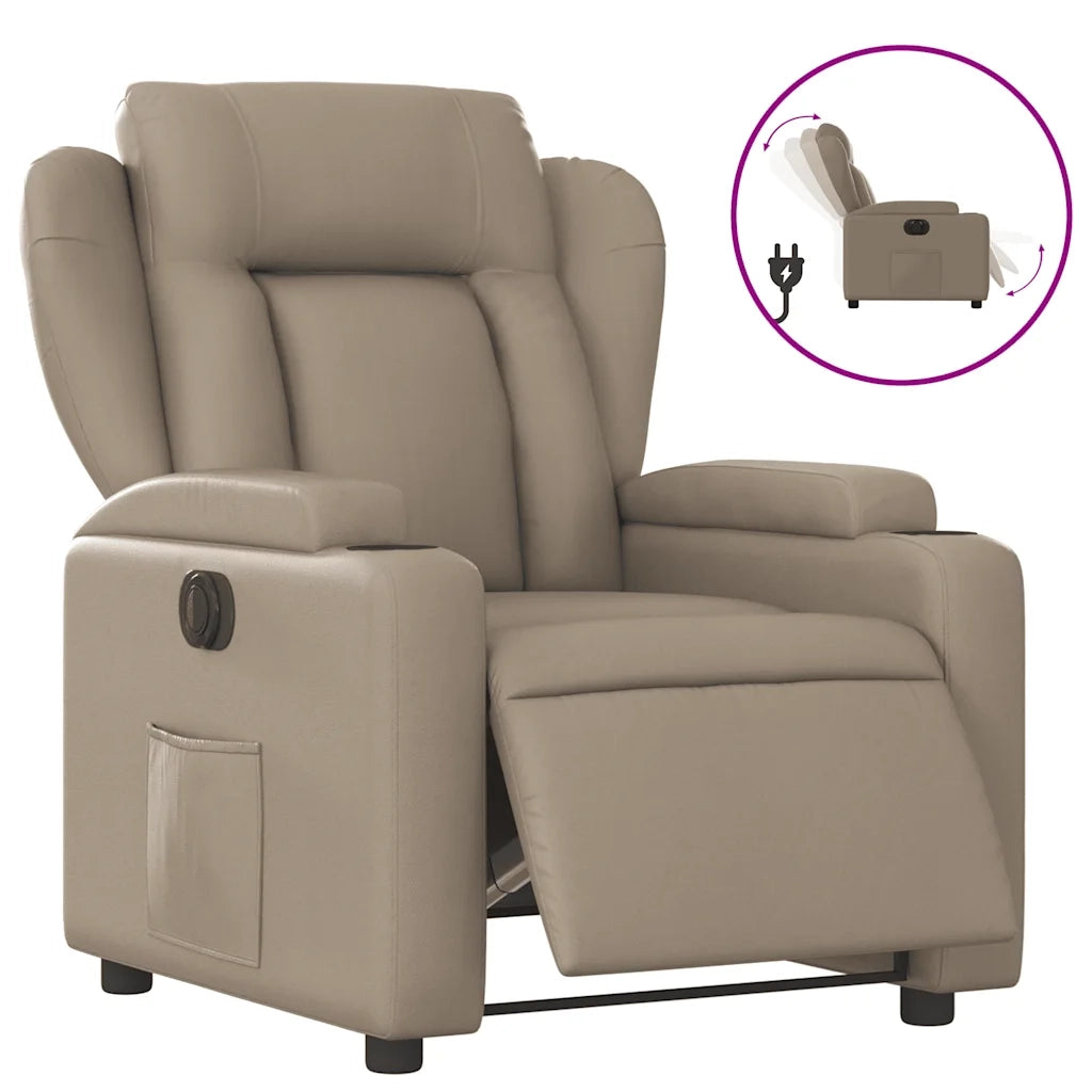 Divano Sedia-Poltrona Reclinabile Elettrica Cappuccino in Similpelle 805779