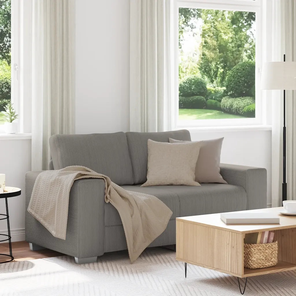 Divano Divanetto-Sofa Grigio Chiaro 120cm Tessuto di Velluto a Coste