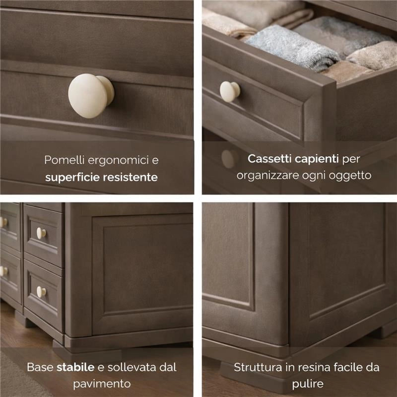 CASSETTIERA 8 CASSETTI PICCOLI WENGÉ 79X43X85,5 CM – MOBILE ORGANIZZAZIONE CASA SALVASPAZIO PER ZONA GIORNO E INGRESSO