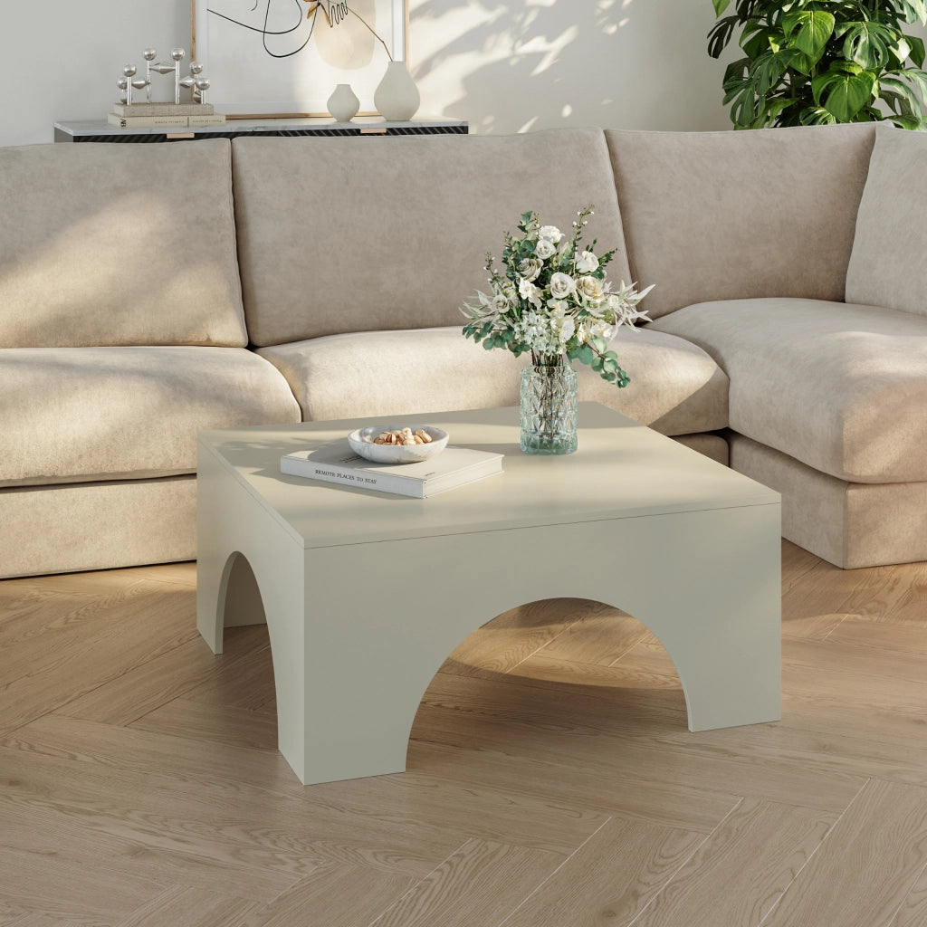 Tavolino da Salotto Vivatka con Piano Quadrato 80 x 80 x 37 cm - Colore Sabbia [en.casa]