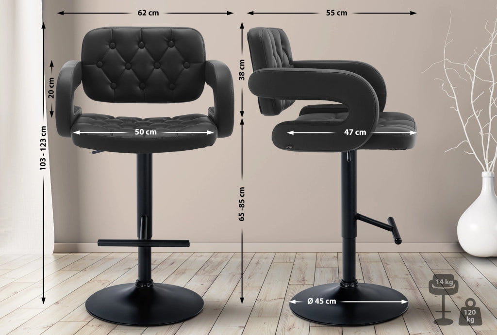 Sgabello Dublin in similpelle nero,nero