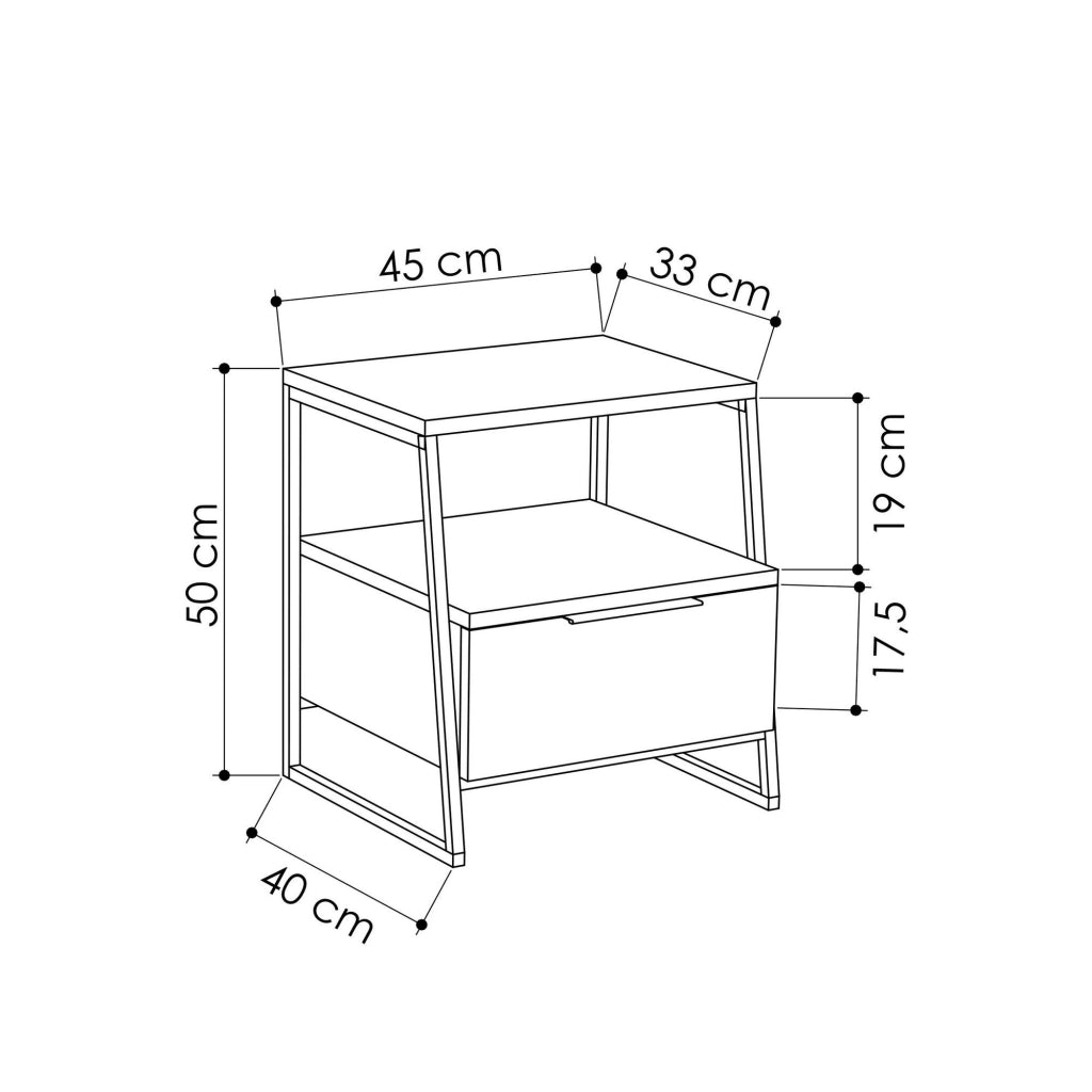 Comodino in legno "Pal" - 45 x 41 x 50 cm - Bianco