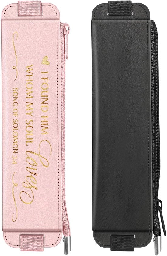 Set da protezione 2 pezzi, materiale PU, set con cinturino elastico, tasca per scrivania con chiusura a zip per agenda, quaderni, materiali scolastici, tablet, rosso oro e nero.