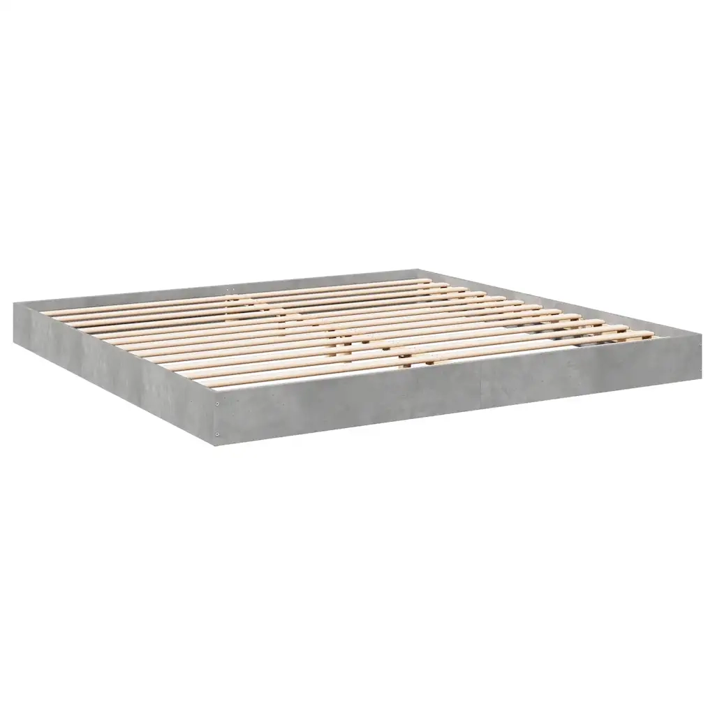 Letto matrimoniale | Letto per adulti | Giroletto Grigio Cemento 180x200 cm in Legno Multistrato