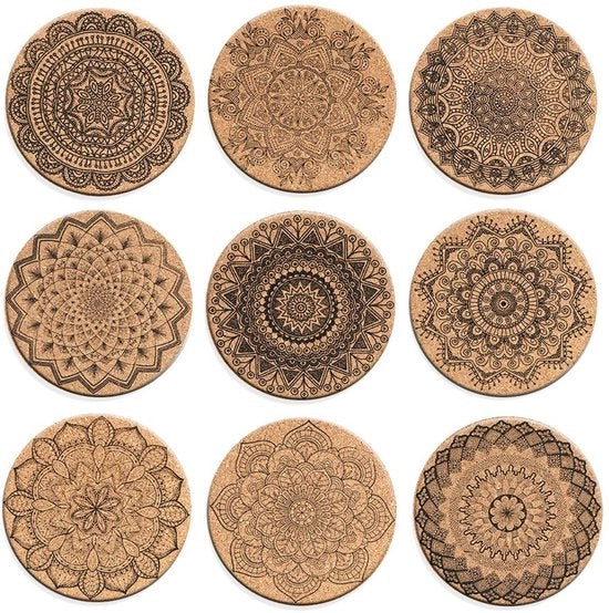 Set di 9 supporti per bicchieri in plastica riciclabile, ronde supporti per bicchieri in vetro per uso domestico, ufficio, bar, ristorante - 10 x 0,5 cm