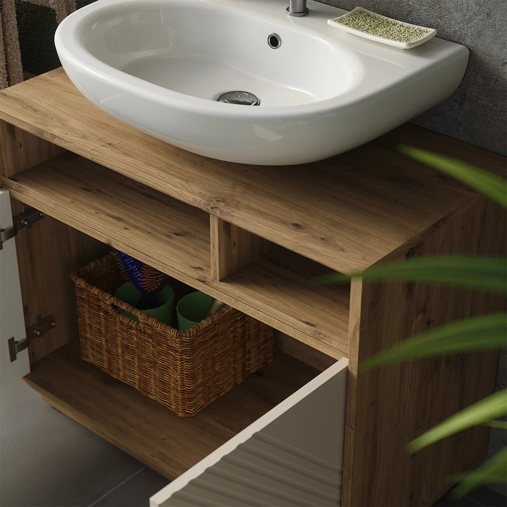 Set mobili bagno Beatrice Cachemire/Rovere artigianale Set di 4 Vicco